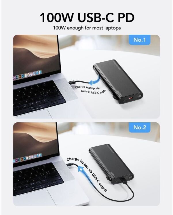 Внешний аккумулятор VEGER TCE130 PD130W (25000mAh) + кабель Type-C + Lightning - Black: фото 7 из 16