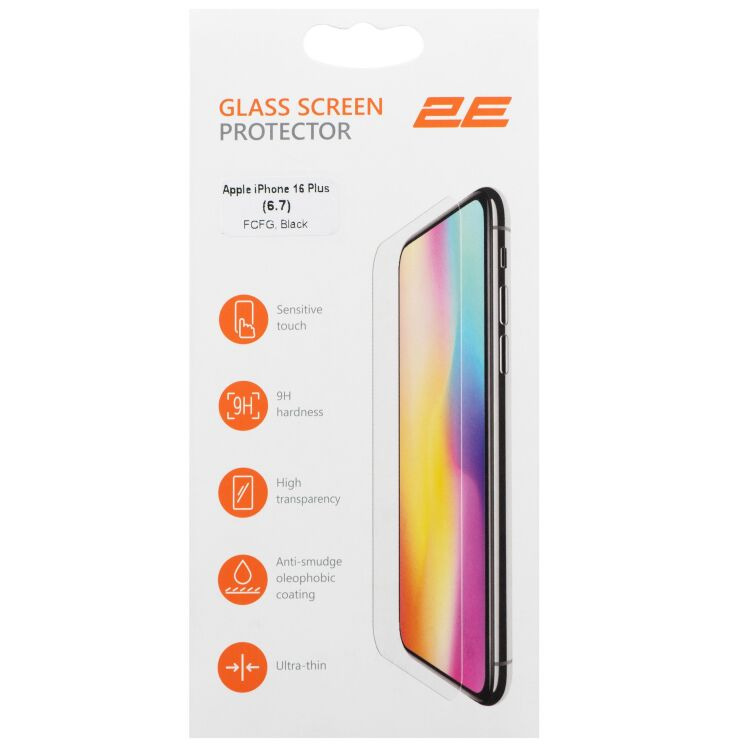 Защитное стекло 2E Basic 3D Full Glue для iPhone 16 Plus - Black: фото 2 из 6