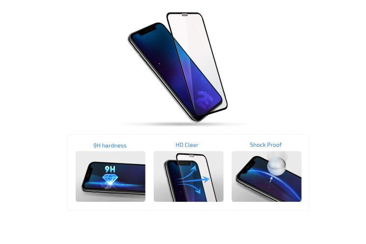 Защитное стекло 2E Basic 3D Full Glue для iPhone 16 Plus - Black: фото 3 из 6