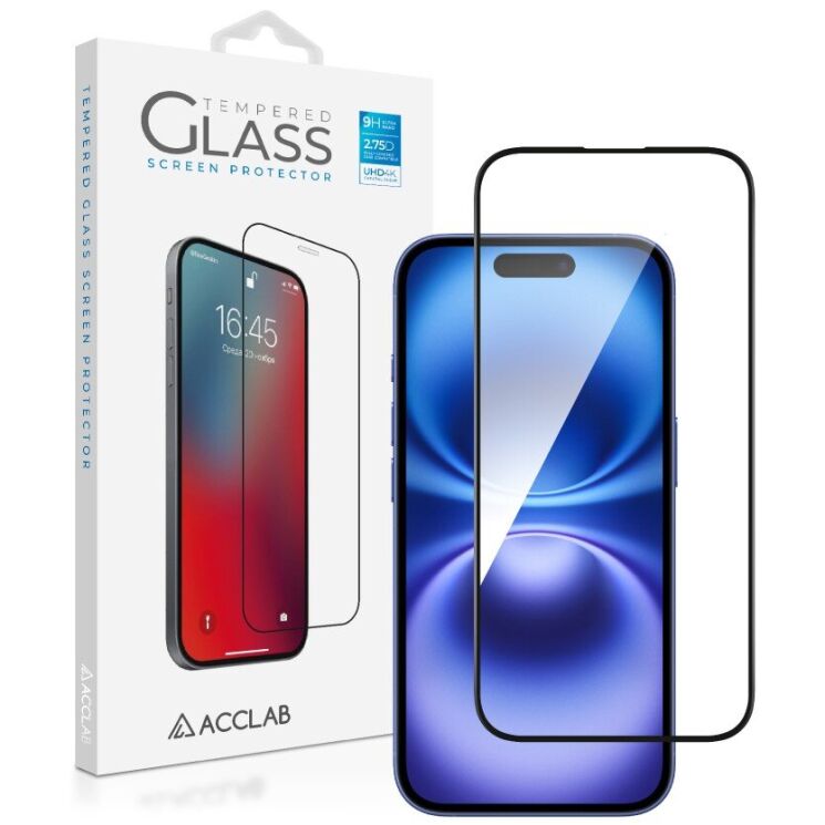 Защитное стекло ACCLAB Full Glue для Apple iPhone 16 - Black: фото 1 из 7