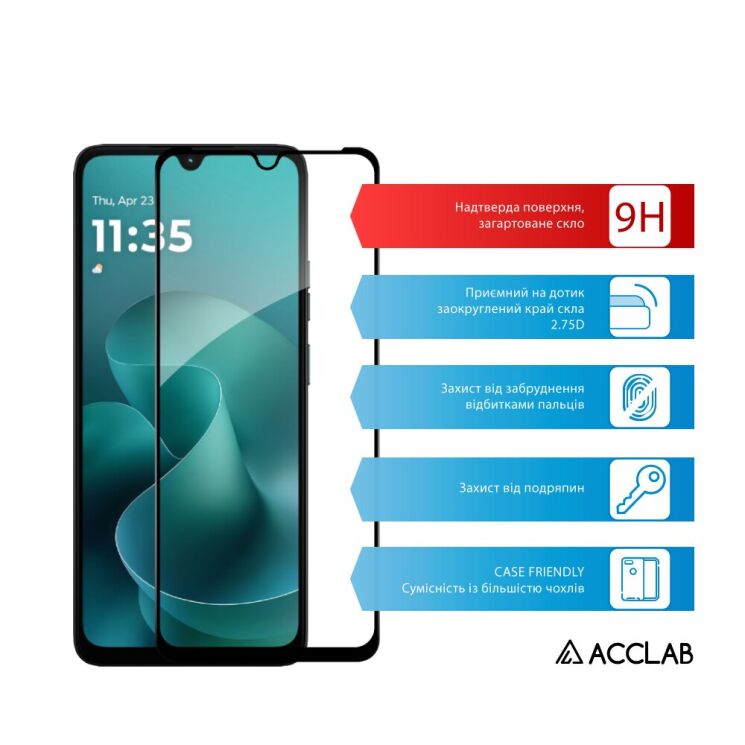 Захисне скло ACCLAB Full Glue для Motorola Moto G06 - Black: фото 3 з 7