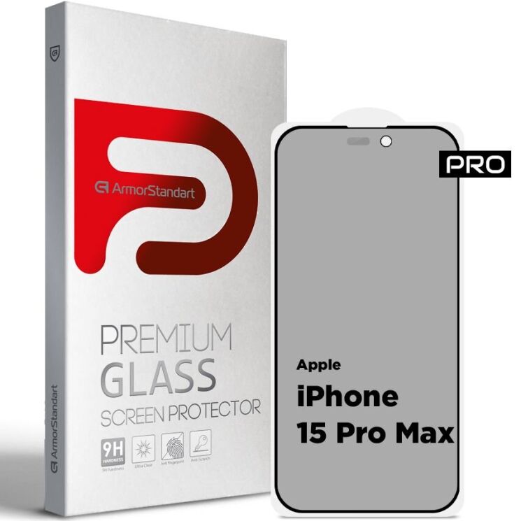 Защитное стекло ArmorStandart Pro Anti-spy Matte для Apple iPhone 15 Pro Max - Black: фото 1 из 1