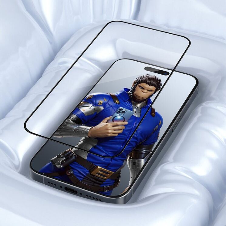 Защитное стекло Blueo Invisible Airbag Anti-broken для Apple iPhone 16 Pro - Black: фото 5 из 6