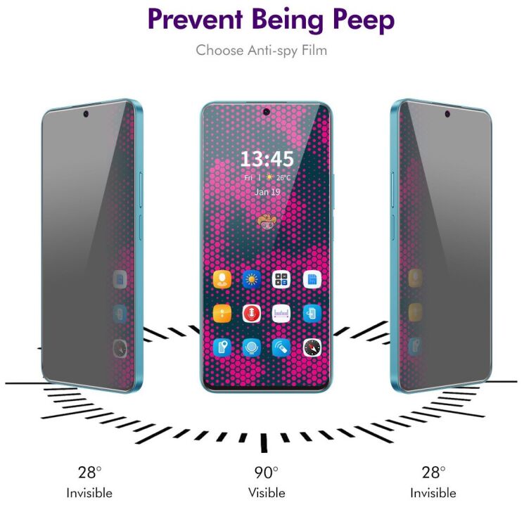 Захисне скло HAT PRINCE Privacy для OPPO Reno 14 F/FS - Black: фото 3 з 7