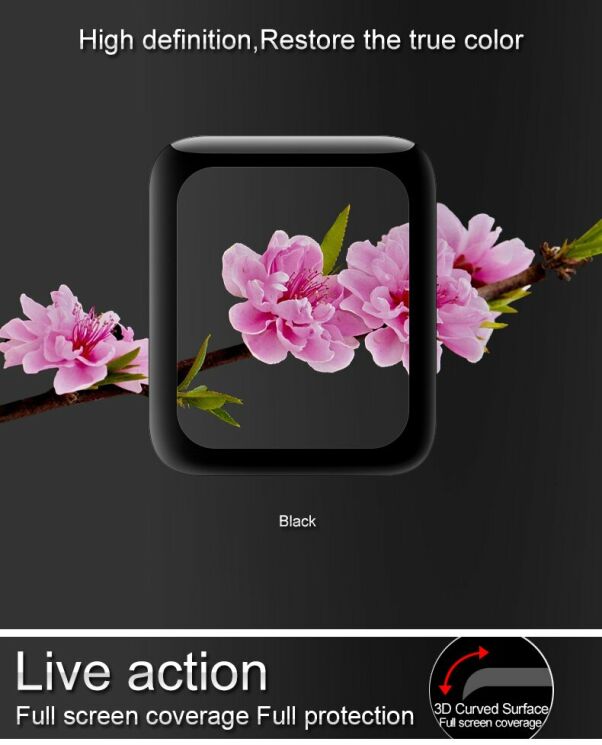 Захисне скло IMAK Full Cover Glass для Apple Watch 42 / 44 mm - Black: фото 15 з 16