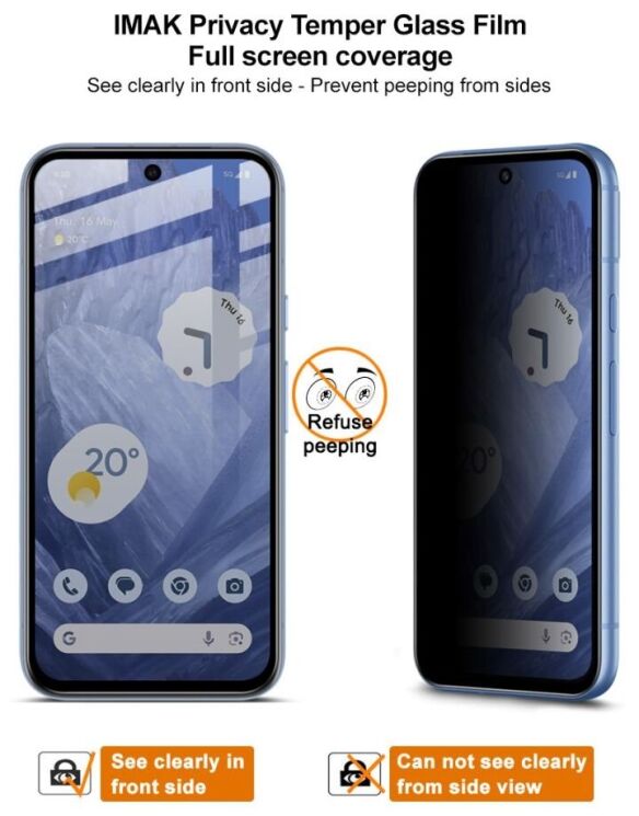 Защитное стекло IMAK Privacy 9H Protect для Google Pixel 8A - Black: фото 10 из 11