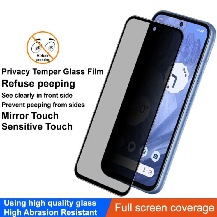 Защитное стекло IMAK Privacy 9H Protect для Google Pixel 8A - Black: фото 5 из 11