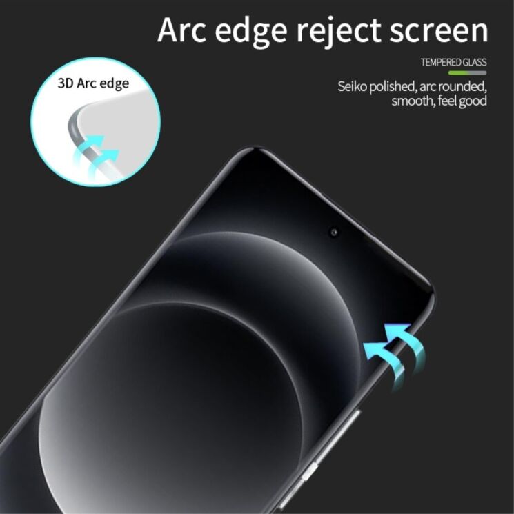 Защитное стекло MOFI 3D Curved Full Glue для Xiaomi 14 Ultra - Black: фото 5 из 13