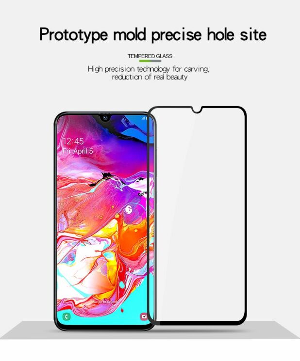 Защитное стекло MOFI 9H Full Cover Glass для Samsung Galaxy A70 (A705) - Black: фото 7 из 13