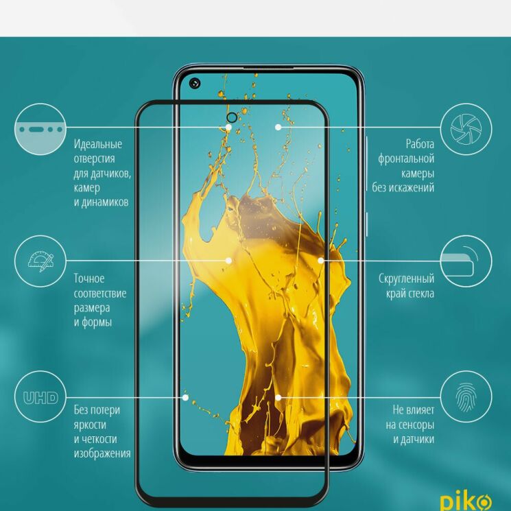 Защитное стекло Piko Full Glue для Xiaomi Redmi Note 9 / Redmi 10X - Black: фото 2 из 4
