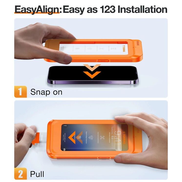 Защитное стекло TORRAS GlassGo Privacy для iPhone 16 Pro Max - Black: фото 4 из 9