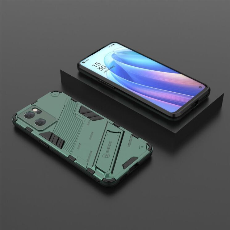 Защитный чехол с подставкой Deexe Bibercas для OPPO Reno 7 5G Chinese - Green: фото 7 из 8