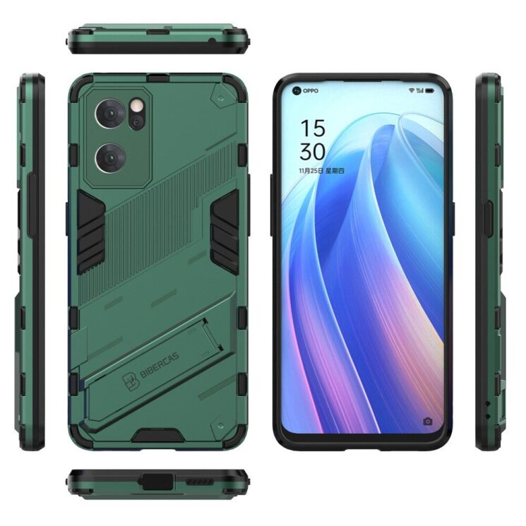 Защитный чехол с подставкой Deexe Bibercas для OPPO Reno 7 5G Chinese - Green: фото 6 из 8