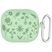 Захисний чохол Deexe Flower Pattern для Samsung Galaxy Buds 3 / Buds 3 Pro - Matcha Green: фото 1 з 7