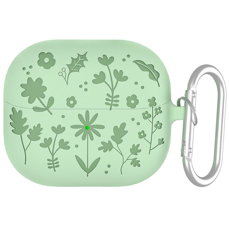 Захисний чохол Deexe Flower Pattern для Samsung Galaxy Buds 3 / Buds 3 Pro - Matcha Green: фото 1 з 7