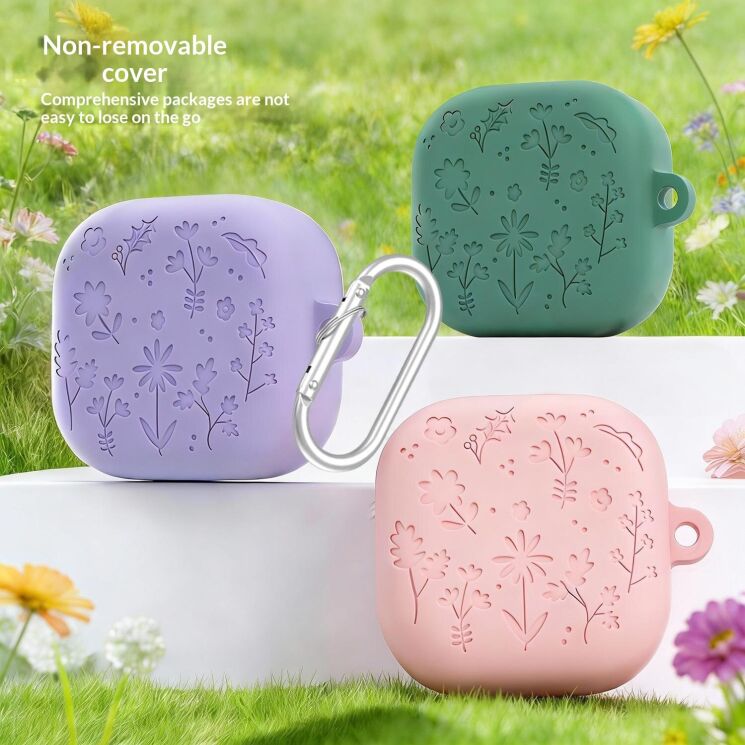 Захисний чохол Deexe Flower Pattern для Samsung Galaxy Buds 4 / Buds 4 Pro - Dark Grey: фото 2 з 6