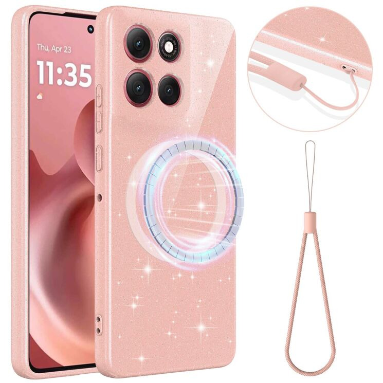 Захисний чохол Deexe Glitter Case with MagSafe для Motorola Moto G17 Power / G15 Power / G15 - Pink: фото 1 з 7