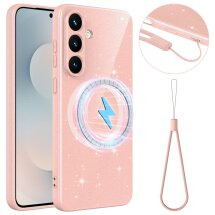 Защитный чехол Deexe Glitter Case with MagSafe для Samsung Galaxy S25 FE (S731) - Pink: фото 1 из 7