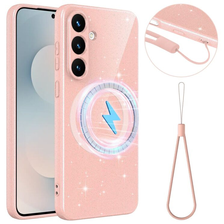 Защитный чехол Deexe Glitter Case with MagSafe для Samsung Galaxy S25 FE (S731) - Pink: фото 1 из 7