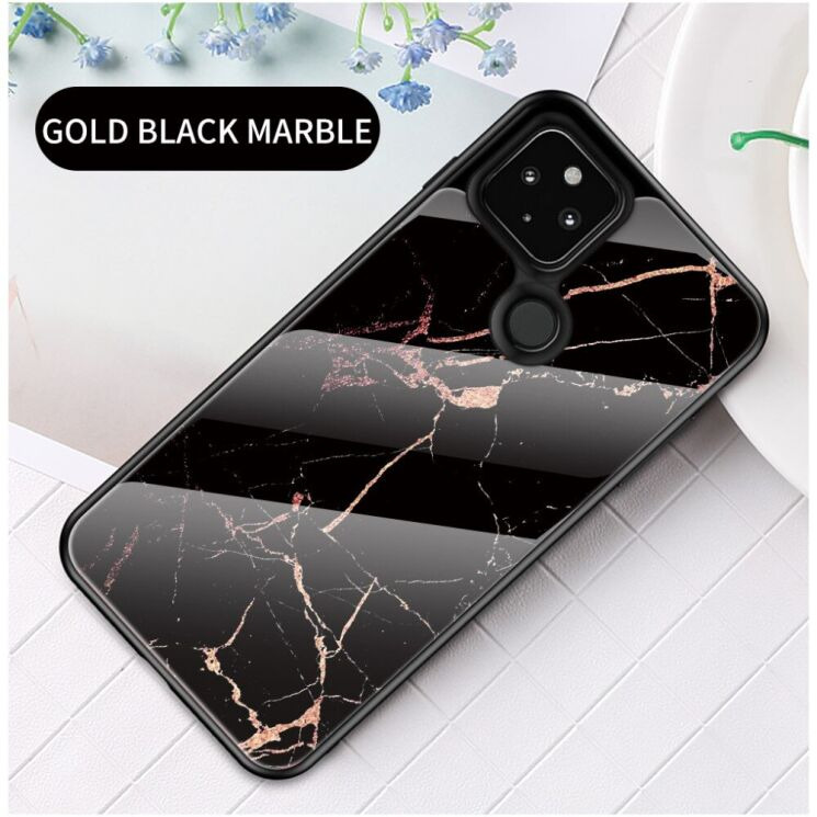 Чехол с рисунком Deexe Gradient Pattern для Google Pixel 4a 5G - Gold Black Marble: фото 2 из 8