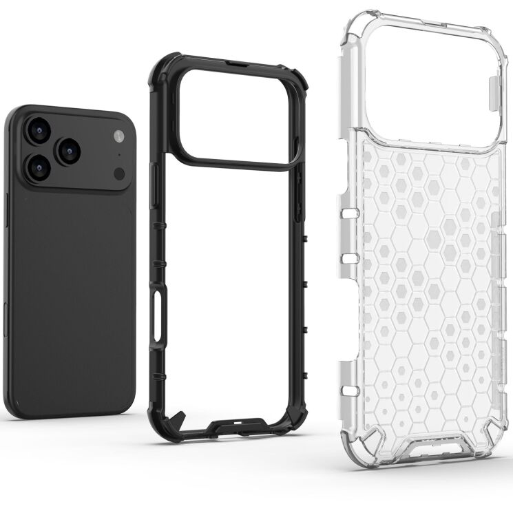 Защитный чехол Deexe Honeycomb Series для Apple iPhone 17 Pro Max - Black: фото 5 из 6