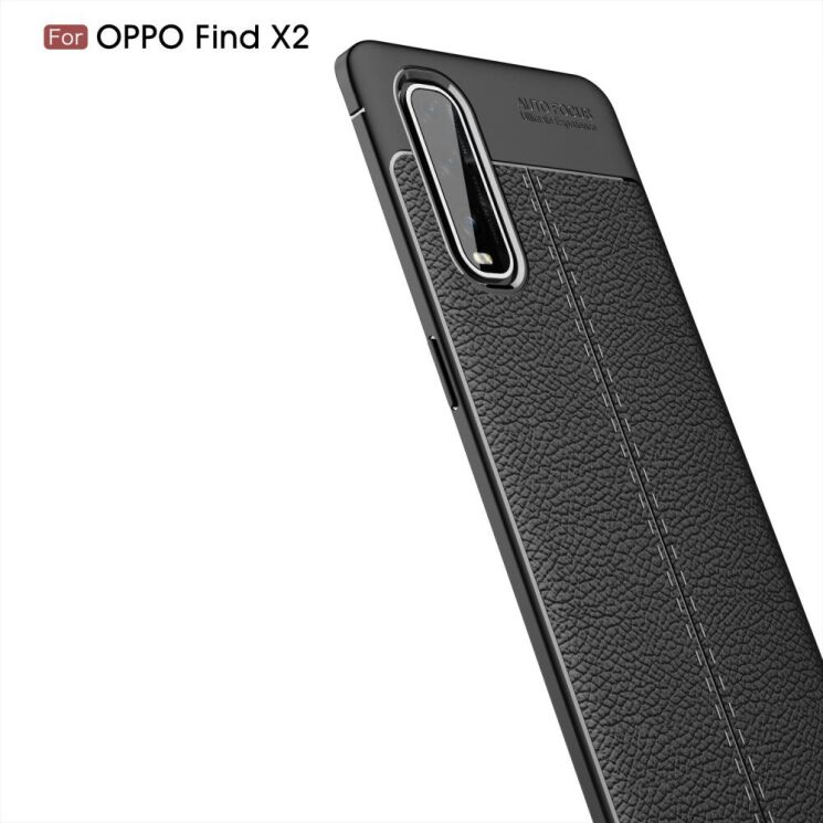 Силиконовый (TPU) чехол Deexe Leather Cover для OPPO Find X2 - Black: фото 3 из 11