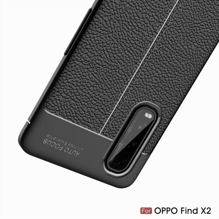 Силиконовый (TPU) чехол Deexe Leather Cover для OPPO Find X2 - Black: фото 6 из 11