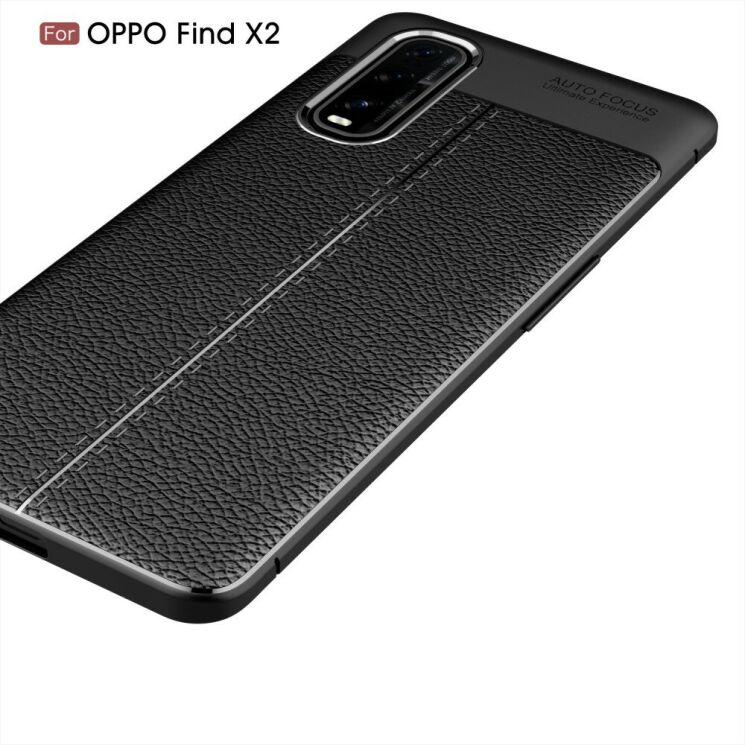 Силиконовый (TPU) чехол Deexe Leather Cover для OPPO Find X2 - Black: фото 4 из 11