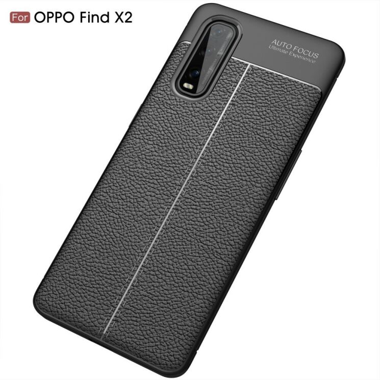 Силиконовый (TPU) чехол Deexe Leather Cover для OPPO Find X2 - Black: фото 2 из 11