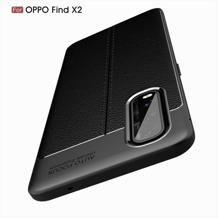 Силиконовый (TPU) чехол Deexe Leather Cover для OPPO Find X2 - Black: фото 5 из 11