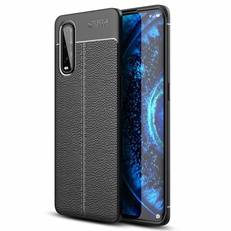 Силиконовый (TPU) чехол Deexe Leather Cover для OPPO Find X2 - Black: фото 1 из 11