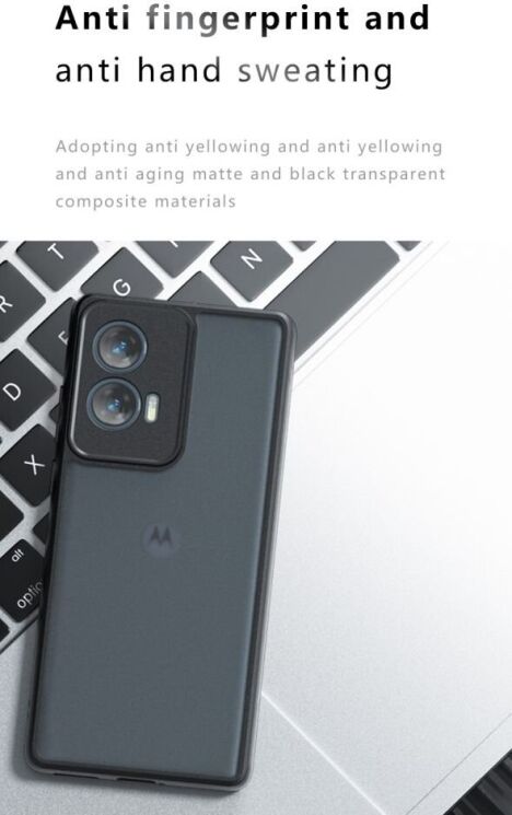 Защитный чехол Deexe Matte Skin для Motorola Edge 50 Fusion - Transparent / Black: фото 11 из 12