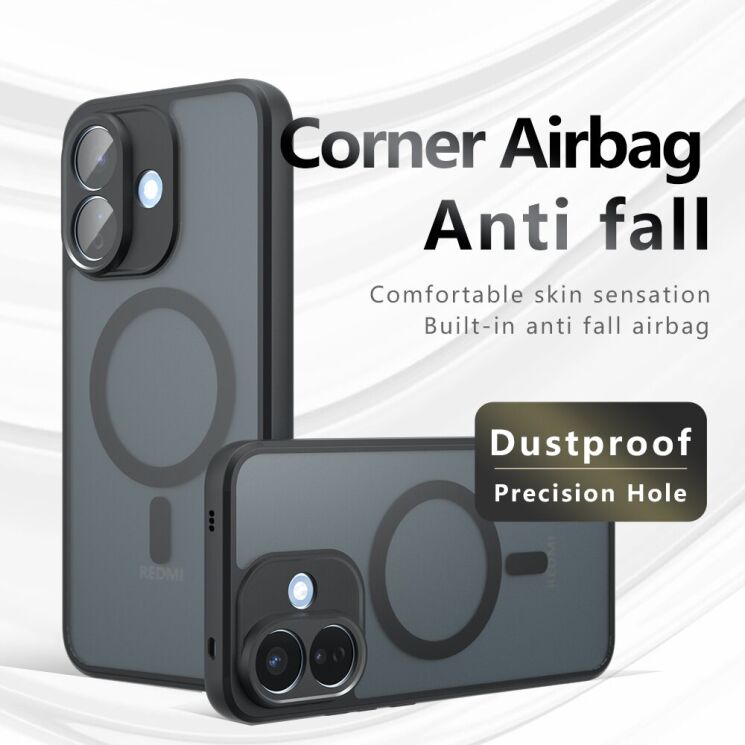 Захисний чохол Deexe Matte Skin with MagSafe для Xiaomi Redmi Note 17 Pro - Transparent / Black: фото 3 з 11