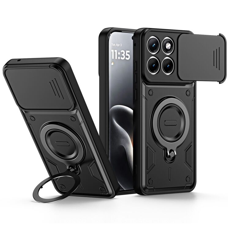 Защитный чехол Deexe Slider Stand для Motorola Edge 70 Fusion - Black: фото 1 из 9