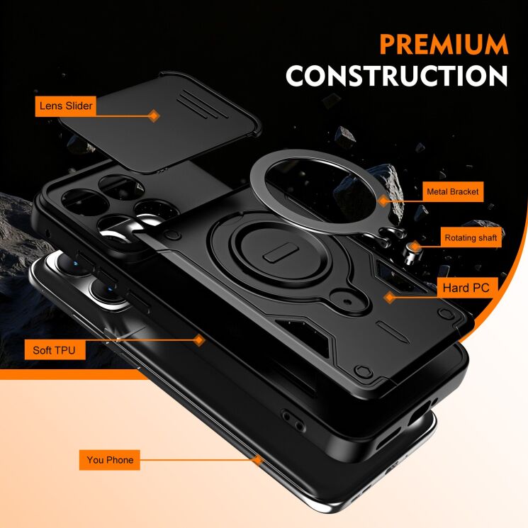 Защитный чехол Deexe Slider Stand для Motorola Edge 70 Fusion - Black: фото 9 из 9