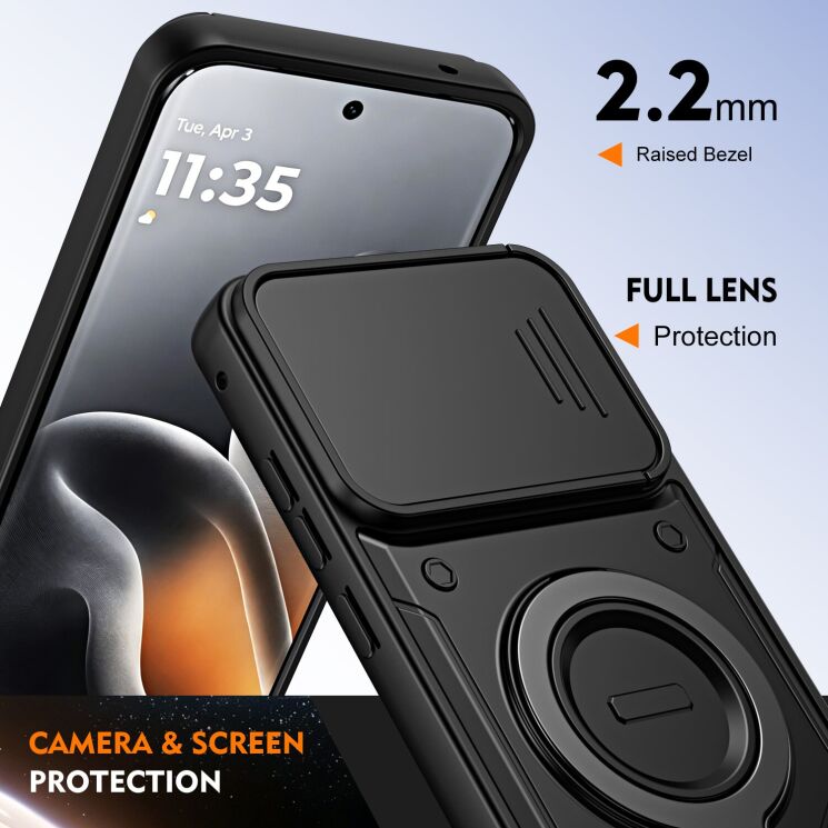 Защитный чехол Deexe Slider Stand для Motorola Edge 70 Fusion - Black: фото 8 из 9