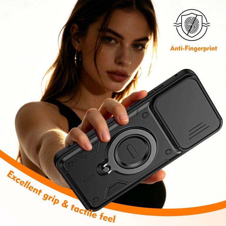 Защитный чехол Deexe Slider Stand для Motorola Edge 70 Fusion - Black: фото 7 из 9