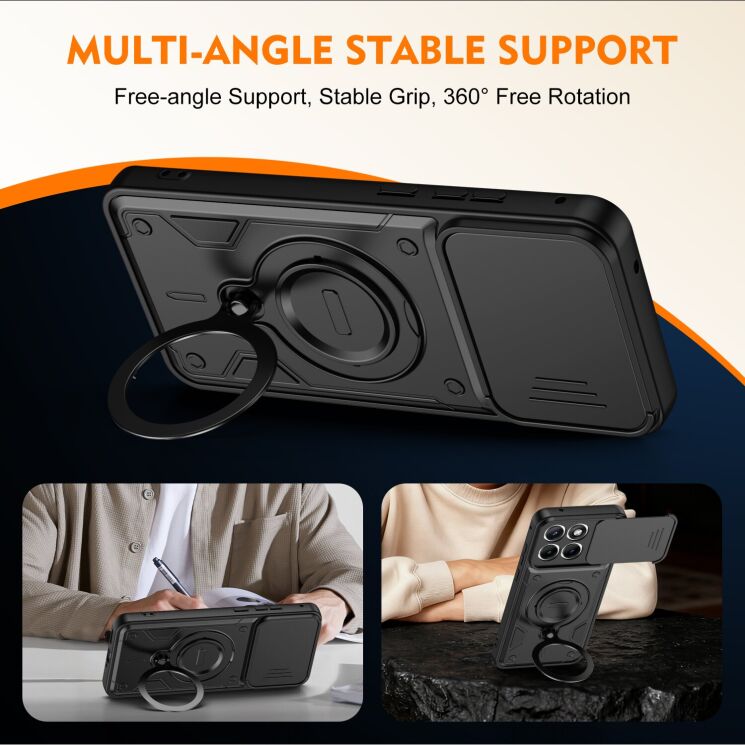 Защитный чехол Deexe Slider Stand для Motorola Edge 70 Fusion - Black: фото 4 из 9