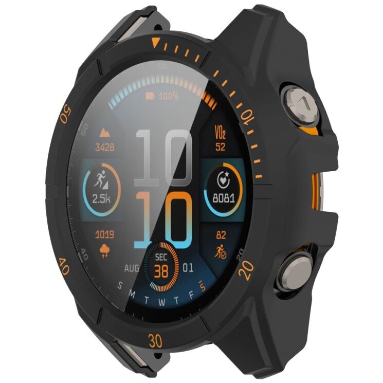 Захисний чохол Deexe Watch Case для Garmin Fenix 8 (47mm) - Black / Orange: фото 5 з 7