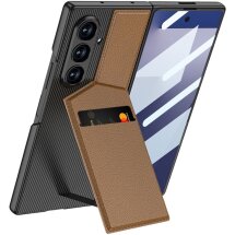 Захисний чохол GKK Wallet Kickstand для Samsung Galaxy Fold 7 - Coffee: фото 1 з 9