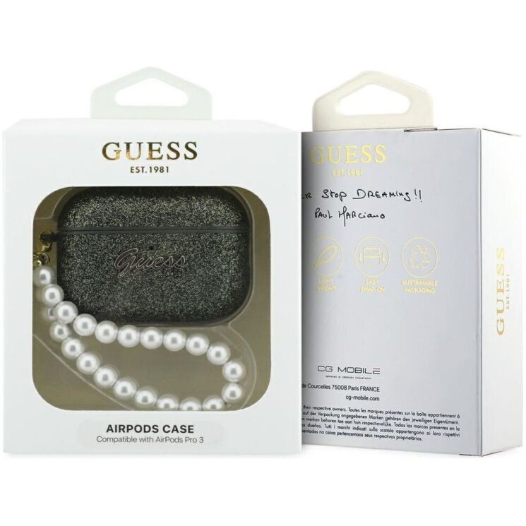 Защитный чехол Guess Glitter Pearl Strap для AirPods Pro 3 (GUAP3GLGPSA) - Khaki: фото 4 из 5