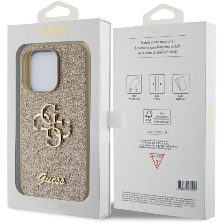 Защитный чехол Guess Glitter Script Big для Apple iPhone 15 Pro Max (GUHCP15XHG4SGD) - Gold: фото 8 из 8