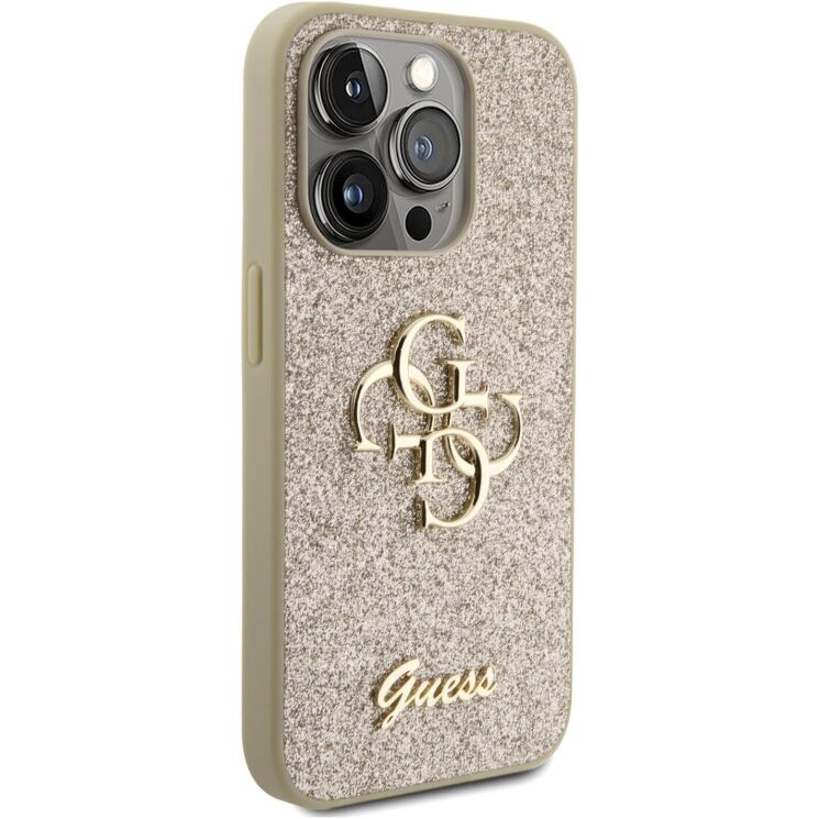 Защитный чехол Guess Glitter Script Big для Apple iPhone 15 Pro Max (GUHCP15XHG4SGD) - Gold: фото 4 из 8