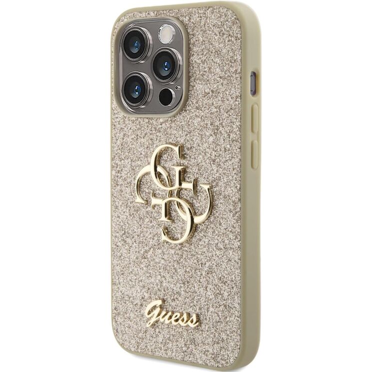 Защитный чехол Guess Glitter Script Big для Apple iPhone 15 Pro Max (GUHCP15XHG4SGD) - Gold: фото 2 из 8