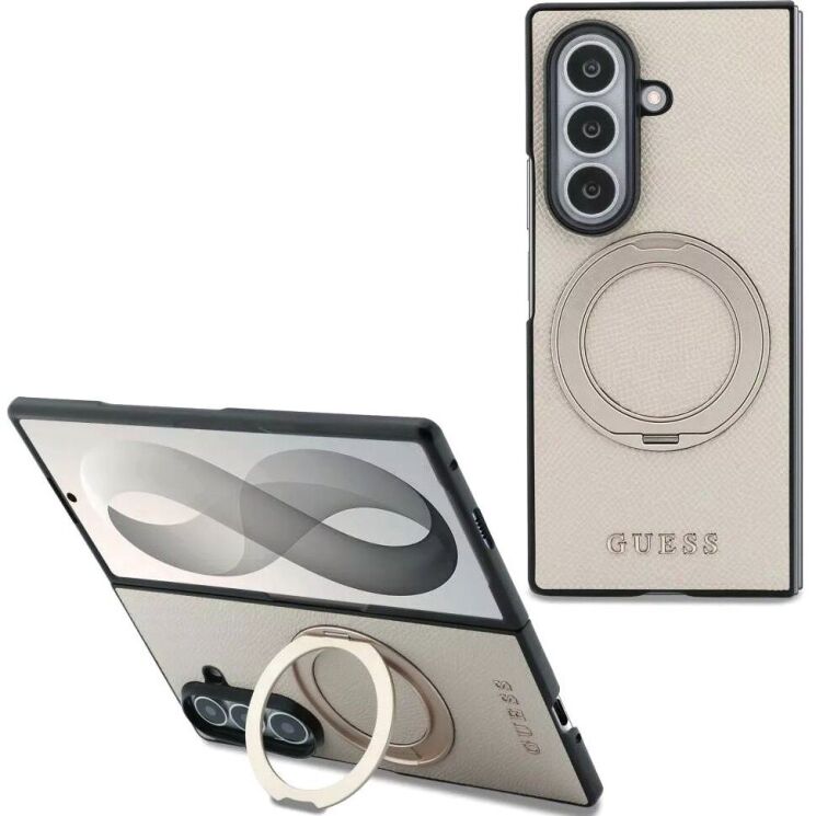 Защитный чехол Guess Magnetic Ring Stand Grained Classic Logo MagSafe для Samsung Galaxy Fold 8 Ultra (GUHMZFD86PSGRSCLE) - Beige (424101E) Защитный чехол Guess Magnetic Ring Stand Grained Classic Logo MagSafe для Samsung Galaxy Fold 8 Ultra (GUHMZFD86PSGRSCLE) - Beige: фото 1 из 7