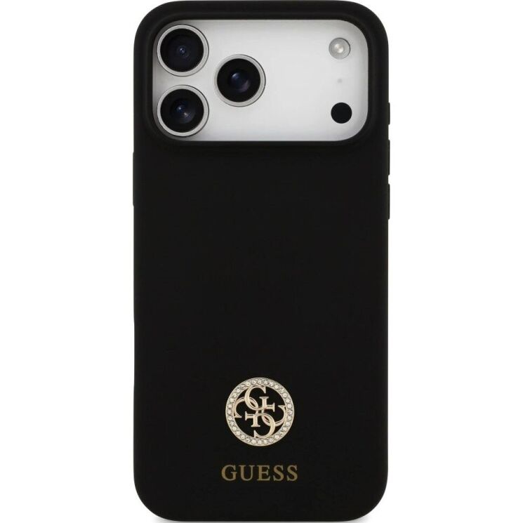 Захисний чохол Guess Silicone Logo Strass 4G MagSafe для iPhone 17 Pro Max (GUHMP17XM4DGPK) - Black: фото 2 з 8