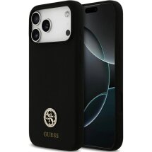 Защитный чехол Guess Silicone Logo Strass 4G MagSafe для iPhone 17 Pro Max (GUHMP17XM4DGPK) - Black: фото 1 из 8