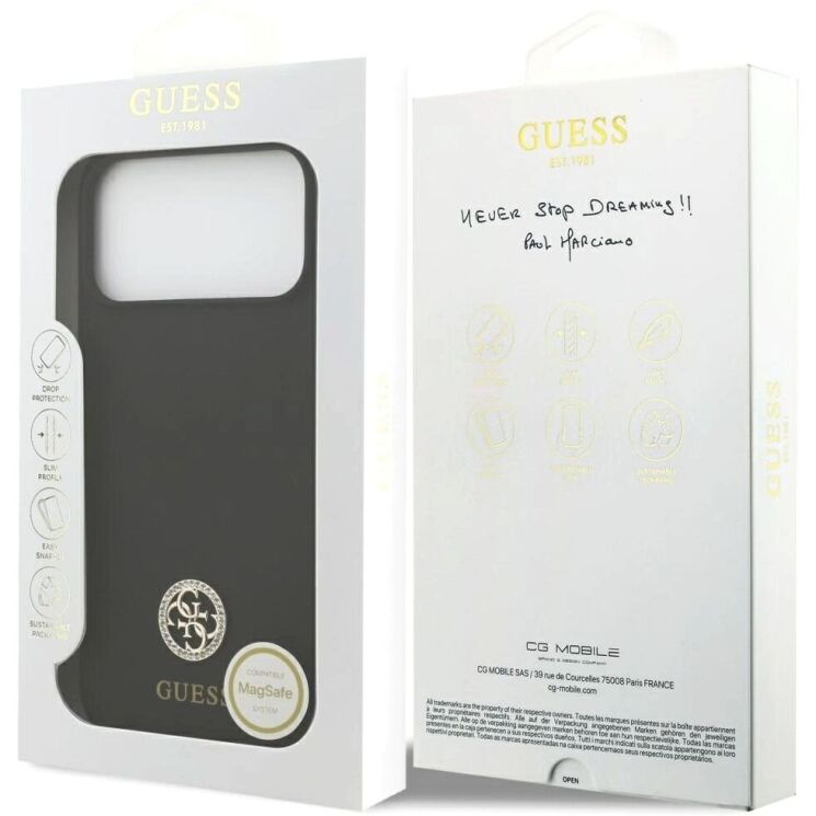 Захисний чохол Guess Silicone Logo Strass 4G MagSafe для iPhone 17 Pro Max (GUHMP17XM4DGPK) - Black: фото 8 з 8