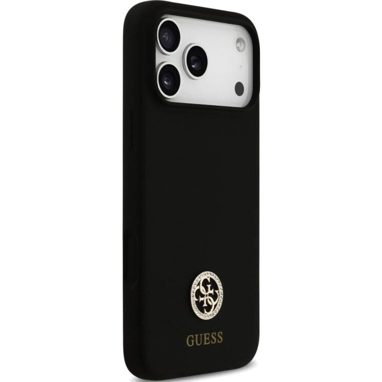 Захисний чохол Guess Silicone Logo Strass 4G MagSafe для iPhone 17 Pro Max (GUHMP17XM4DGPK) - Black: фото 4 з 8