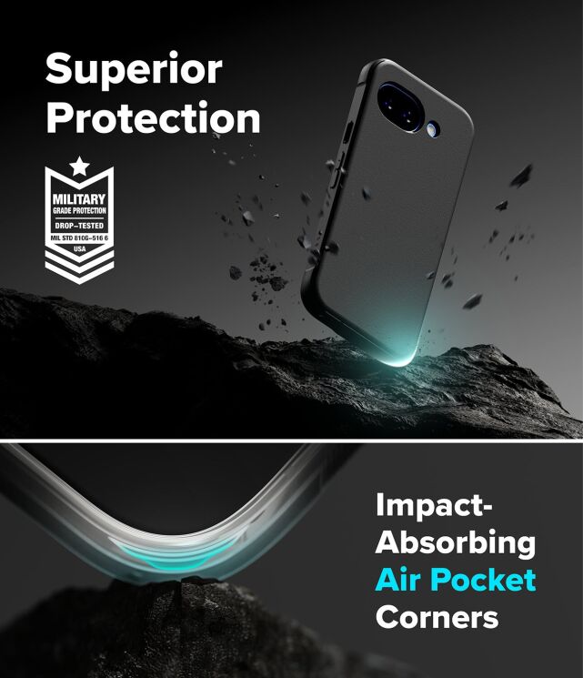 Защитный чехол Ringke Onyx для Google Pixel 10a (8800328818323) - Black: фото 8 из 16